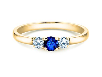 Anello di Fidanzamento Vivid Petite in 14K oro giallo con zaffiro 0,20ct e diamanti 0,20ct