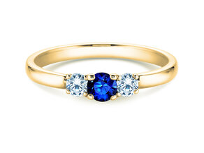Anello di Fidanzamento Vivid Petite in 14K oro giallo con zaffiro 0,20ct e diamanti 0,20ct