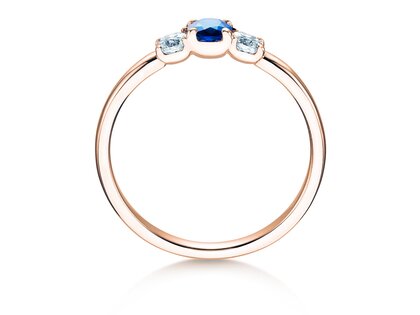 Anello di Fidanzamento Vivid Petite in 14K oro rosa con zaffiro 0,20ct e diamanti 0,20ct