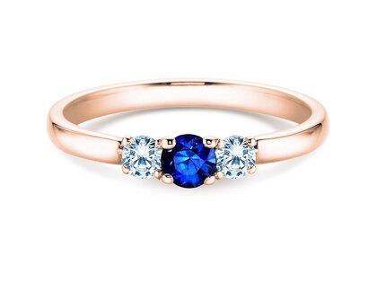 Anello di Fidanzamento Vivid Petite in 14K oro rosa con zaffiro 0,20ct e diamanti 0,20ct