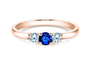 Anello di Fidanzamento Vivid Petite in 14K oro rosa con zaffiro 0,20ct e diamanti 0,20ct