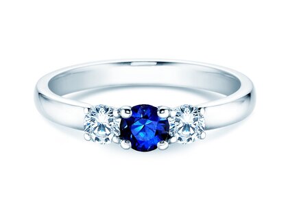 Anello di Fidanzamento Vivid Petite in 18K oro bianco con zaffiro 0,30ct e diamanti 0,30ct