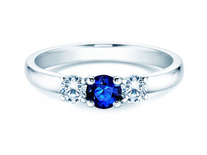 Anello di Fidanzamento Vivid Petite in 18K oro bianco con zaffiro 0,30ct e diamanti 0,30ct