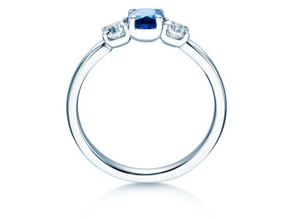 Anello di Fidanzamento Vivid Petite in 18K oro bianco con zaffiro 0,30ct e diamanti 0,30ct