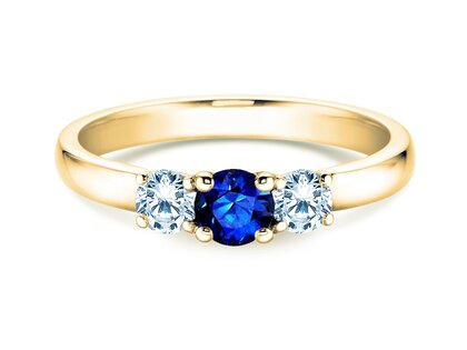 Anello di Fidanzamento Vivid Petite in 18K oro giallo con zaffiro 0,30ct e diamanti 0,30ct