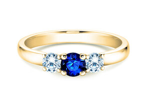 Anello di Fidanzamento Vivid Petite in 18K oro giallo con zaffiro 0,30ct e diamanti 0,30ct
