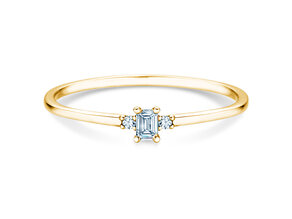 Anello di Fidanzamento Vivid Petite Emerald Cut in 14K oro giallo con diamanti 0,10ct G/VS