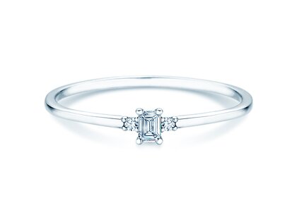 Anello di Fidanzamento Vivid Petite Emerald Cut in 14K oro bianco con diamanti 0,10ct G/VS