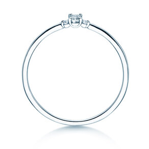 Anello di Fidanzamento Vivid Petite Emerald Cut in 14K oro bianco con diamanti 0,10ct G/VS