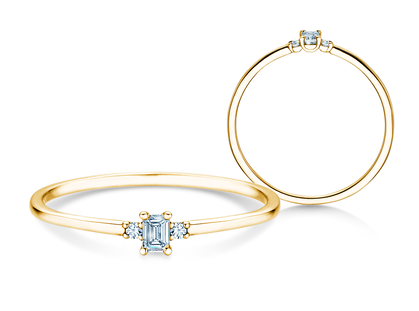 Anello di Fidanzamento Vivid Petite Emerald Cut in 14K oro giallo con diamanti 0,10ct G/VS