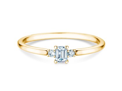 Anello di Fidanzamento Vivid Petite Emerald Cut in oro giallo