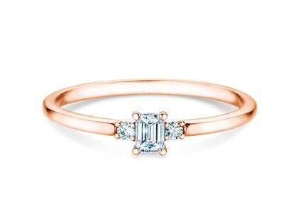 Anello di Fidanzamento Vivid Petite Emerald Cut in oro rosa