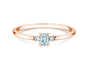 Anello di Fidanzamento Vivid Petite Emerald Cut in oro rosa