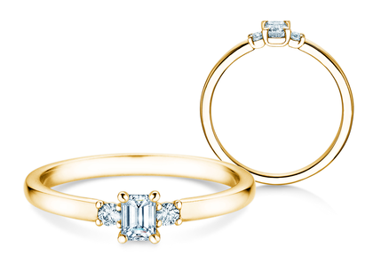 Anello di Fidanzamento  in 9K oro giallo con diamanti 0,31ct G/VS