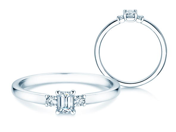 Anello di Fidanzamento  in 9K oro bianco con diamanti 0,31ct G/VS