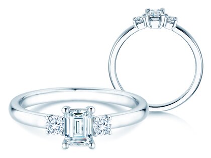 Anello di Fidanzamento  in 9K oro bianco con diamanti 0,40ct G/VS