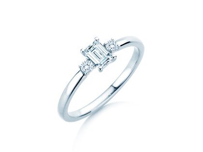 Anello di Fidanzamento  in 9K oro bianco con diamanti 0,40ct G/VS