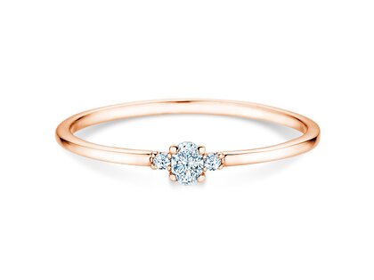 Anello di Fidanzamento Vivid Petite Oval Cut in 14K oro rosa con diamanti 0,10ct G/SI