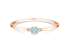 Anello di Fidanzamento Vivid Petite Oval Cut in 14K oro rosa con diamanti 0,10ct G/SI