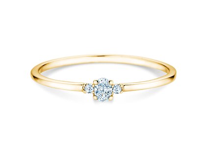 Anello di Fidanzamento Vivid Petite Oval Cut in 14K oro giallo con diamanti 0,10ct G/SI