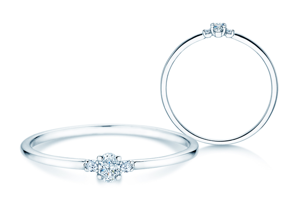 Anello di Fidanzamento Vivid Petite Oval Cut in 14K oro bianco con diamanti 0,10ct G/SI