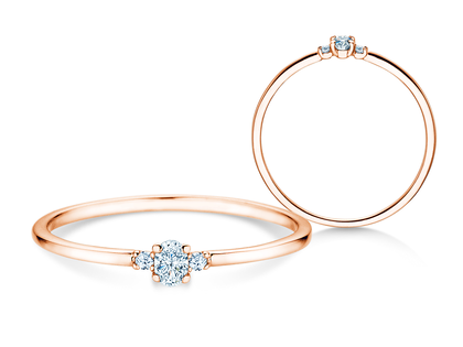 Anello di Fidanzamento Vivid Petite Oval Cut in 14K oro rosa con diamanti 0,10ct G/SI