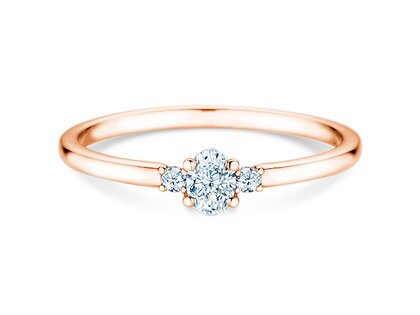 Anello di Fidanzamento Vivid Petite Oval Cut in 18K oro rosa con diamanti 0,20ct G/SI