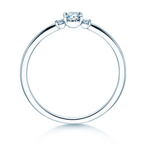 Anello di Fidanzamento Vivid Petite Oval Cut in 14K oro bianco con diamanti 0,20ct G/SI