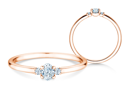 Anello di Fidanzamento Vivid Petite Oval Cut in 18K oro rosa con diamanti 0,20ct G/SI
