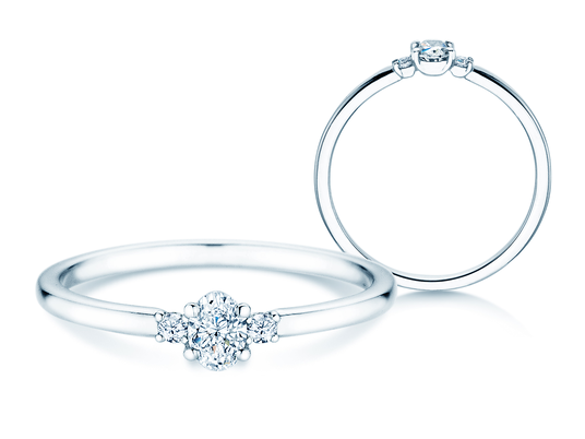 Anello di Fidanzamento Vivid Petite Oval Cut in oro bianco