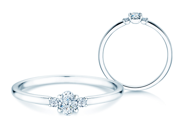 Anello di Fidanzamento Vivid Petite Oval Cut in 14K oro bianco con diamanti 0,20ct G/SI