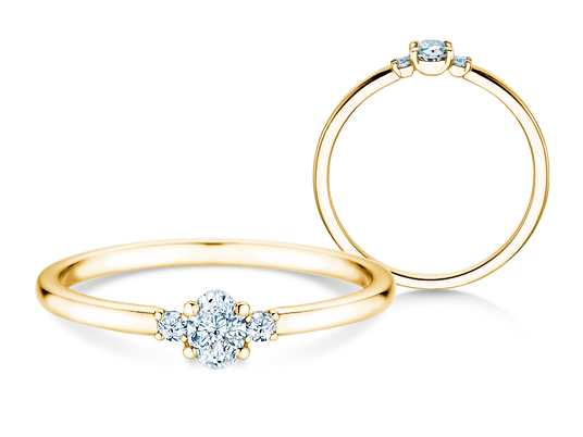 Anello di Fidanzamento Vivid Petite Oval Cut in oro giallo