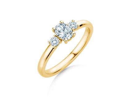 Anello di fidanzamento Vivid Petite Oval Cut in 14K oro giallo con diamanti 0,50ct G/SI
