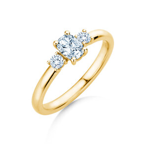 Anello di fidanzamento Vivid Petite Oval Cut in 14K oro giallo con diamanti 0,50ct G/SI
