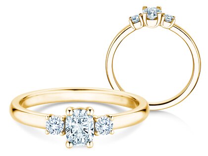 Anello di fidanzamento Vivid Petite Oval Cut in 14K oro giallo con diamanti 0,50ct G/SI