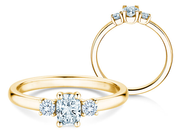 Anello di fidanzamento Vivid Petite Oval Cut in 14K oro giallo con diamanti 0,50ct G/SI