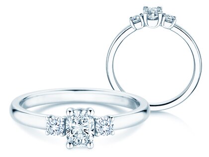 Anello di fidanzamento Vivid Petite Oval Cut in 14K oro bianco con diamanti 0,50ct G/SI