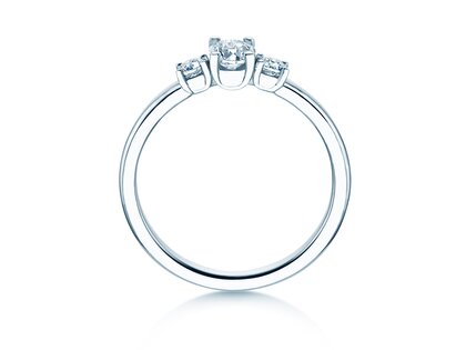 Anello di fidanzamento Vivid Petite Oval Cut in 14K oro bianco con diamanti 0,50ct G/SI