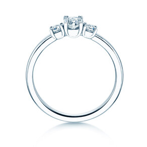 Anello di fidanzamento Vivid Petite Oval Cut in 14K oro bianco con diamanti 0,50ct G/SI