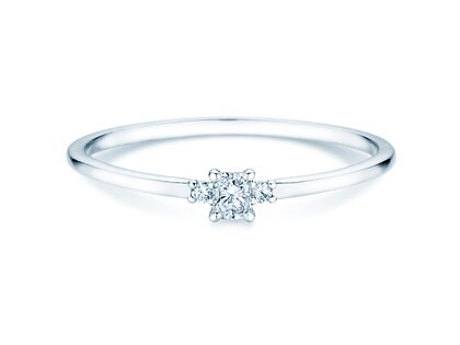 Anello di Fidanzamento Vivid Petite Radiant Cut in platino 950/- con diamanti 0,10ct G/SI