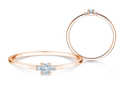 Anello di Fidanzamento Vivid Petite Radiant Cut in 14K oro rosa con diamanti 0,10ct G/SI