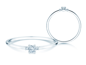 Anello di Fidanzamento  in 9K oro bianco con diamanti 0,20ct G/SI