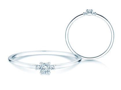 Anello di Fidanzamento Vivid Petite Radiant Cut in platino 950/- con diamanti 0,10ct G/SI