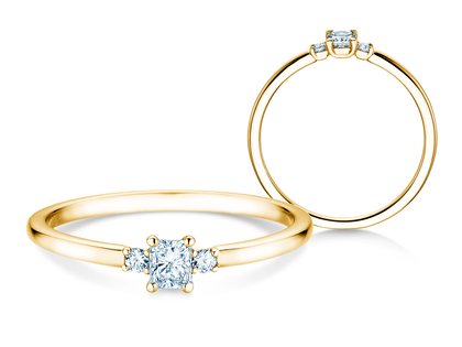 Anello di Fidanzamento  in 9K oro giallo con diamanti 0,31ct G/SI
