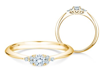 Anello di Fidanzamento Vivid Diamond in 9K oro giallo con diamanti 0,21ct G/SI