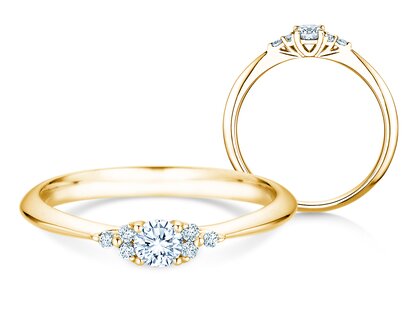 Anello di Fidanzamento Vivid Diamond in 14K oro giallo con diamanti 0,21ct G/SI