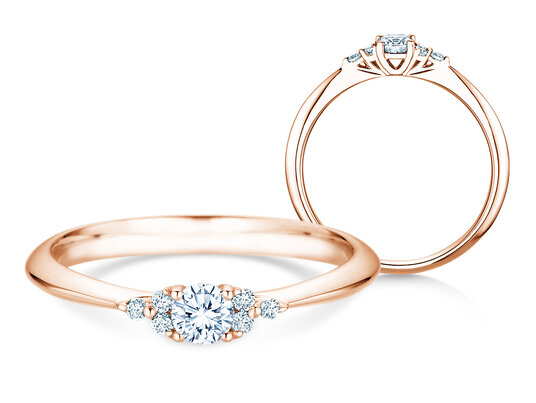 Anello di Fidanzamento Vivid Diamond in 9K oro rosa con diamanti 0,31ct