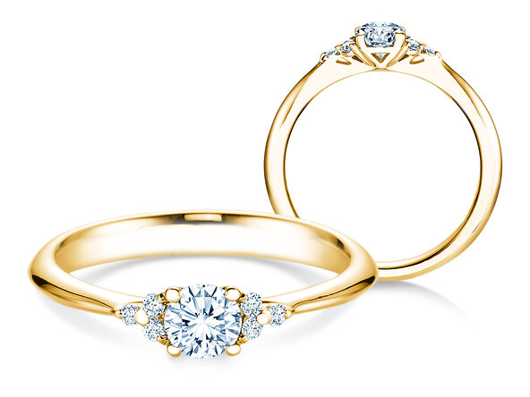 Anello di Fidanzamento Vivid Diamond in 18K oro giallo con diamanti 0,43ct G/SI