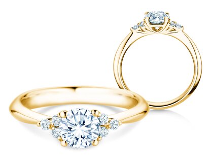 Anello di Fidanzamento Vivid Diamond in 9K oro giallo con diamanti 1,18ct G/SI