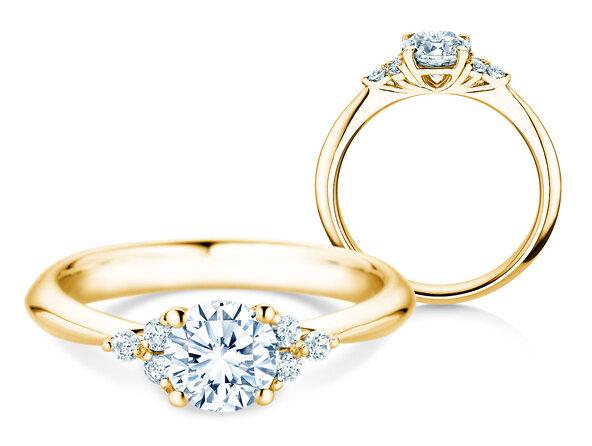 Anello di Fidanzamento Vivid Diamond in 9K oro giallo con diamanti 1,18ct G/SI